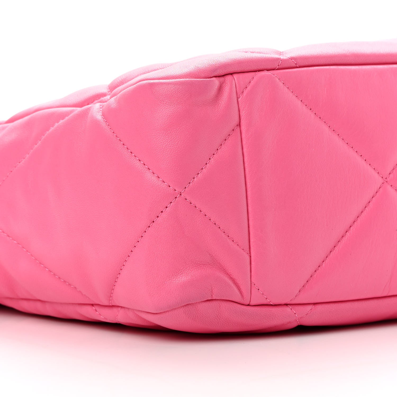 Chanel Lambskin Quilted Chanel 19 East West Shopping Bag Dark Pink 9 of 12