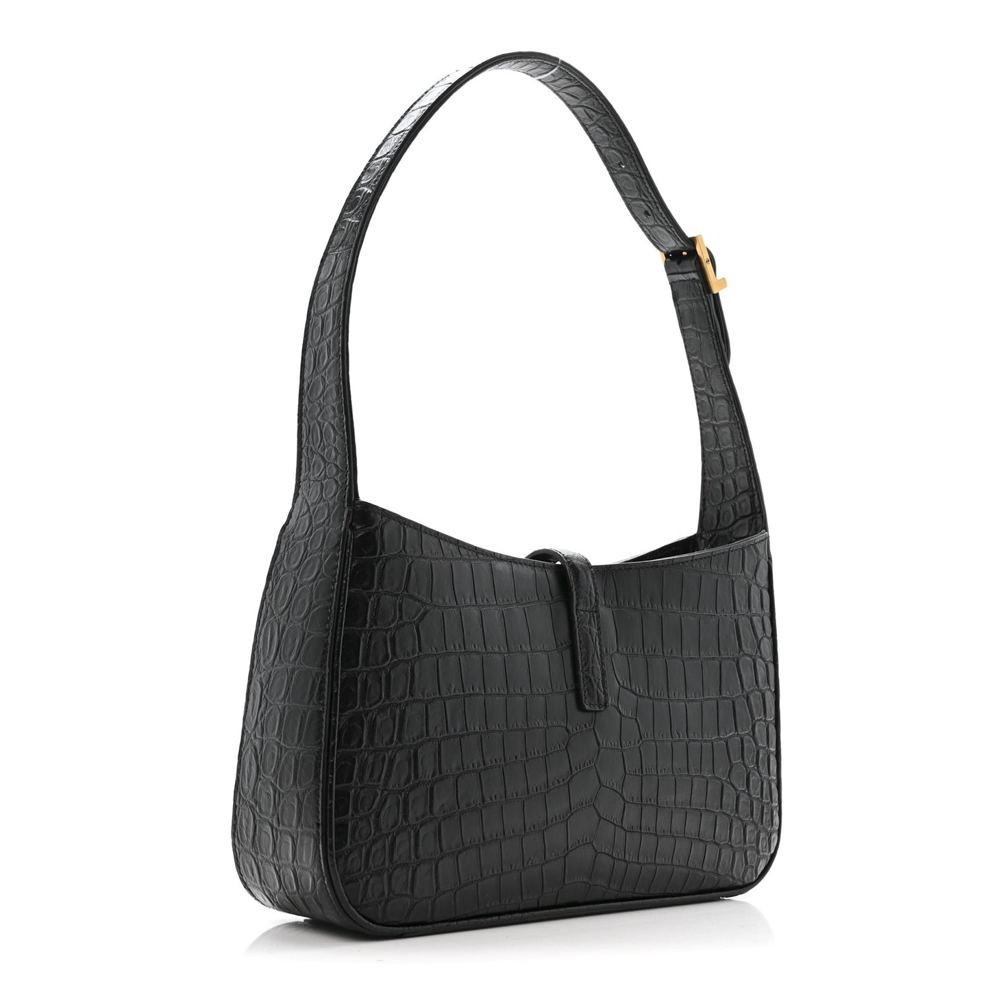 Calfskin Crocodile Embossed Le 5 A 7 Hobo Black