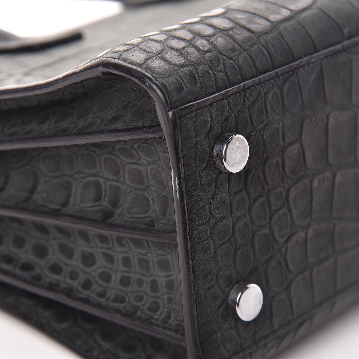 Saint Laurent Calfskin Crocodile Embossed Baby Sac De Jour Dusty Black 13 of 15