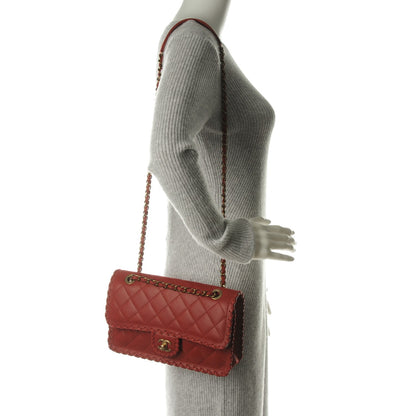 Chanel Suede Calfskin Jumbo Happy Stitch Flap Red 2 of 9