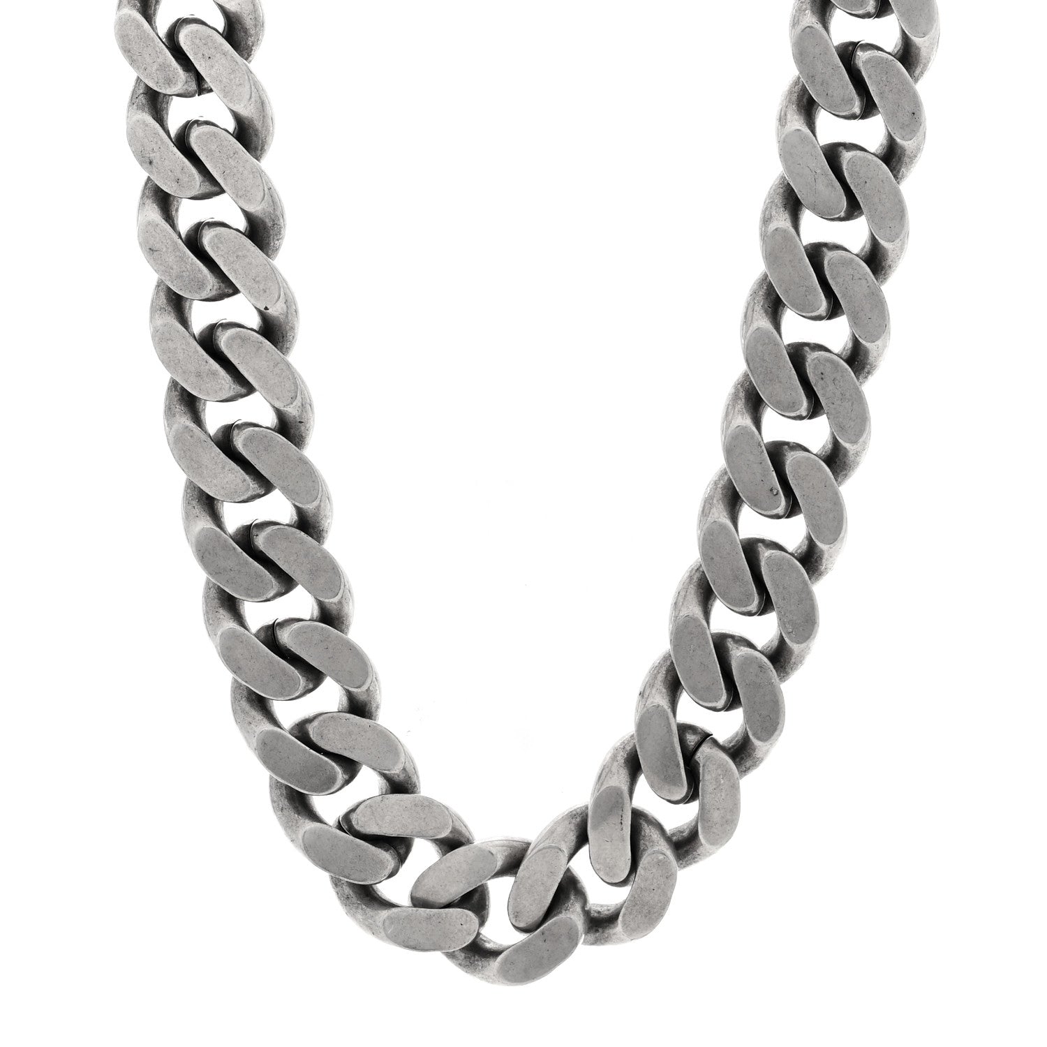 Saint Laurent Metal Curb Chain Necklace Oxidized Silver 1 of 4