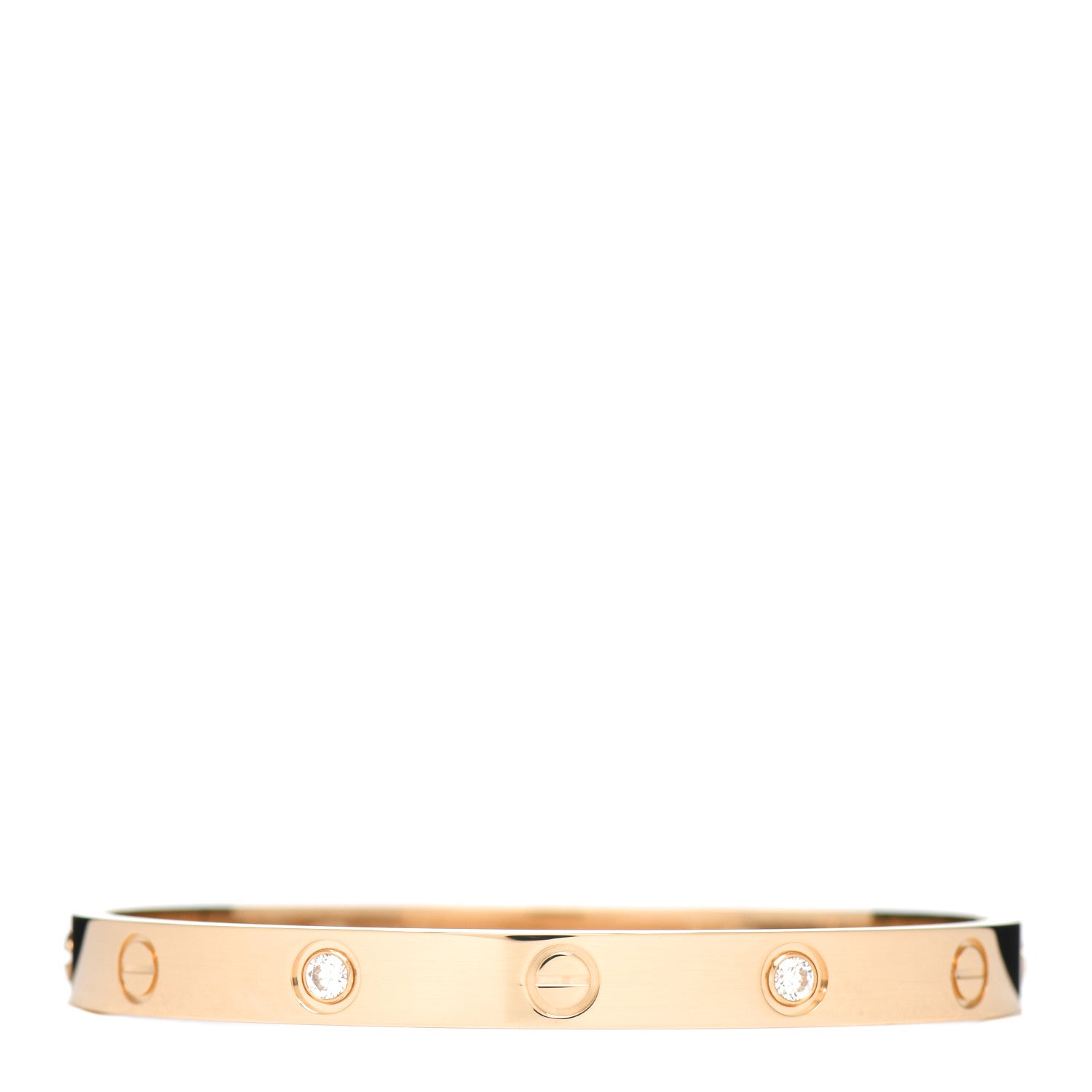 Cartier 18K Yellow Gold 4 Diamond LOVE Bracelet 17 3 of 5