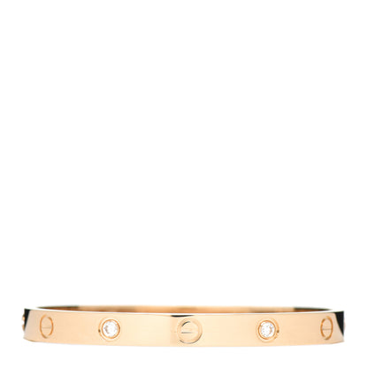 Cartier 18K Yellow Gold 4 Diamond LOVE Bracelet 17 3 of 5