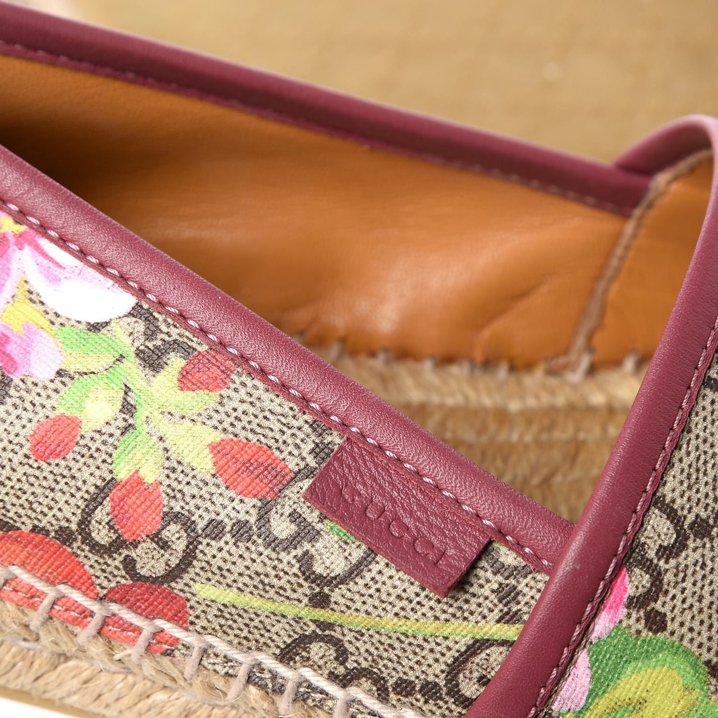 GG Supreme Monogram Blooms Espadrilles 39 Beige Multicolor Dry Rose