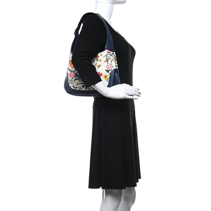 Gucci Canvas Flora Medium Jackie Hobo Blue Agata 3 of 12