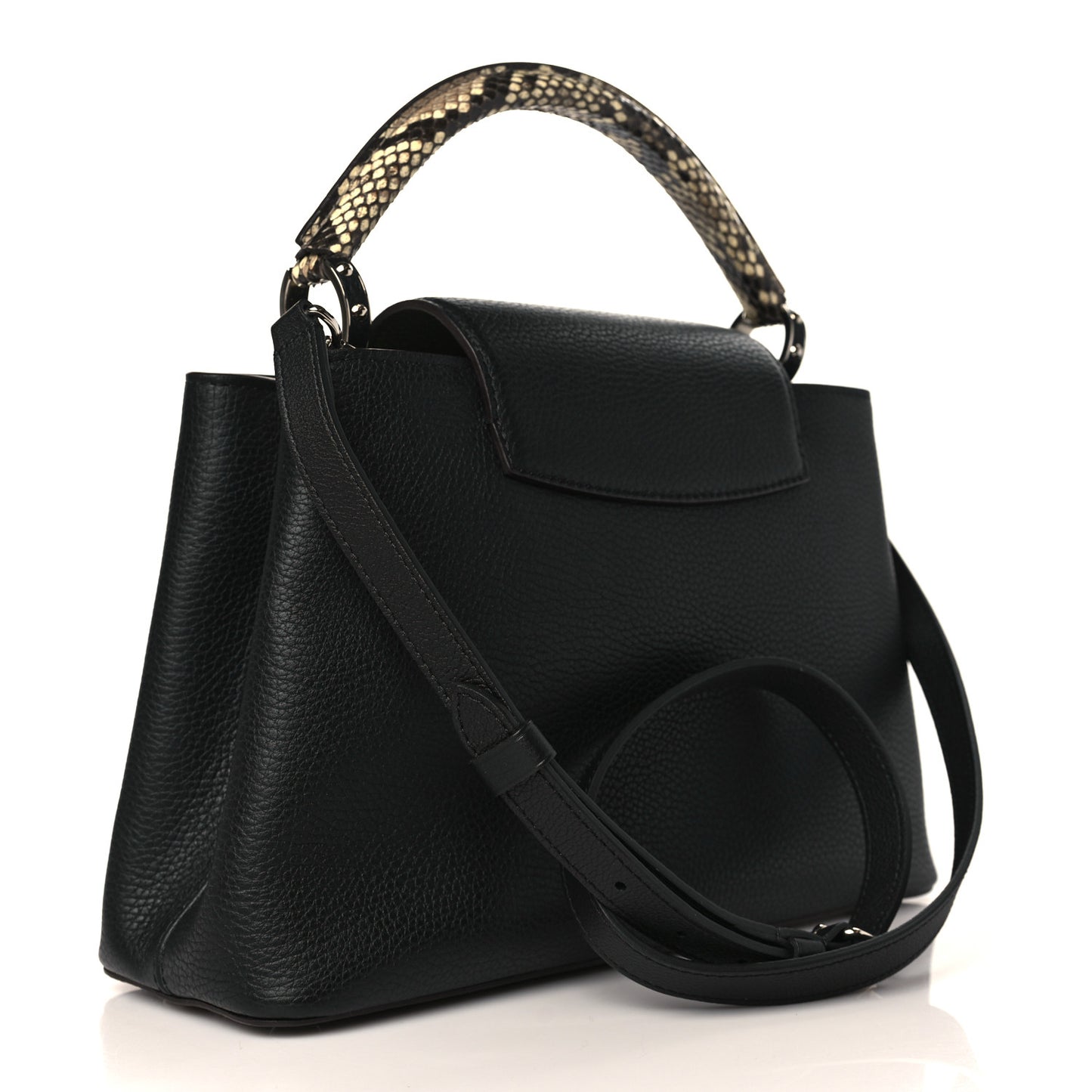 Taurillon Snakeskin Capucines MM Black