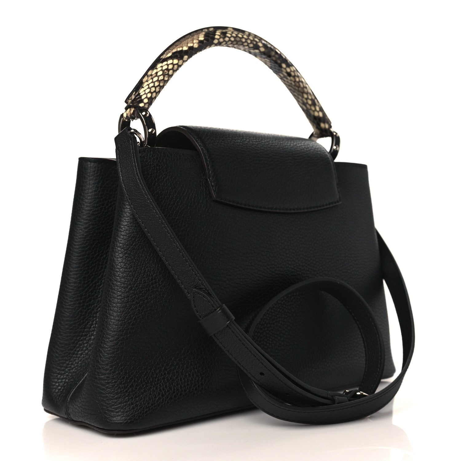 Louis Vuitton Taurillon Snakeskin Capucines MM Black 2 of 7