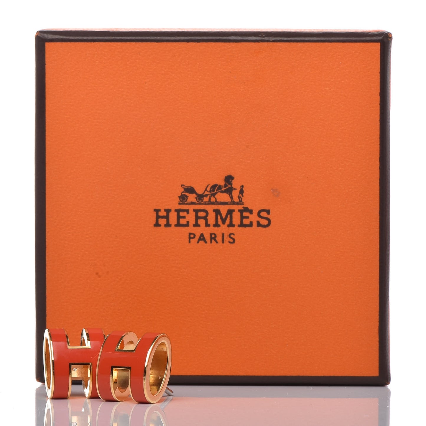 Palladium Lacquered Pop H Earrings Orange Fonce