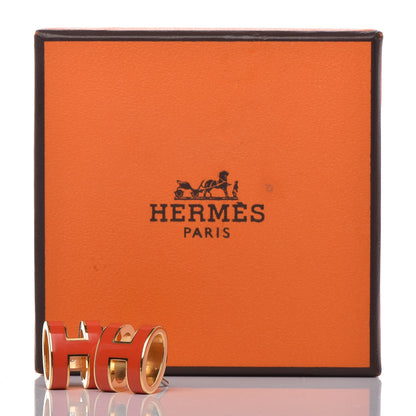 Hermes Palladium Lacquered Pop H Earrings Orange Fonce 5 of 5