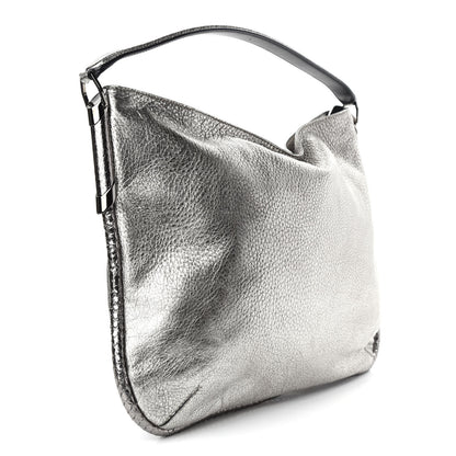 Jimmy Choo Metallic Pebbled Calfskin Hobo Silver 3 of 9
