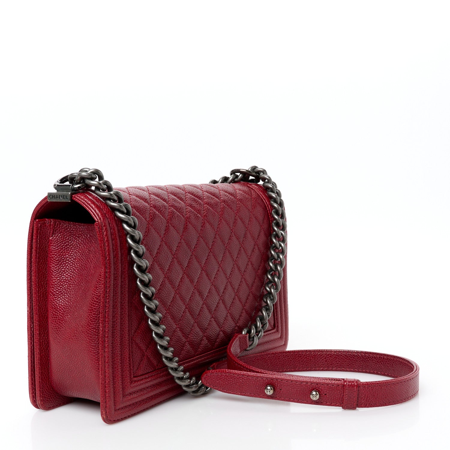 Chanel Caviar Quilted New Medium Boy Flap Dark Red 3 of 10