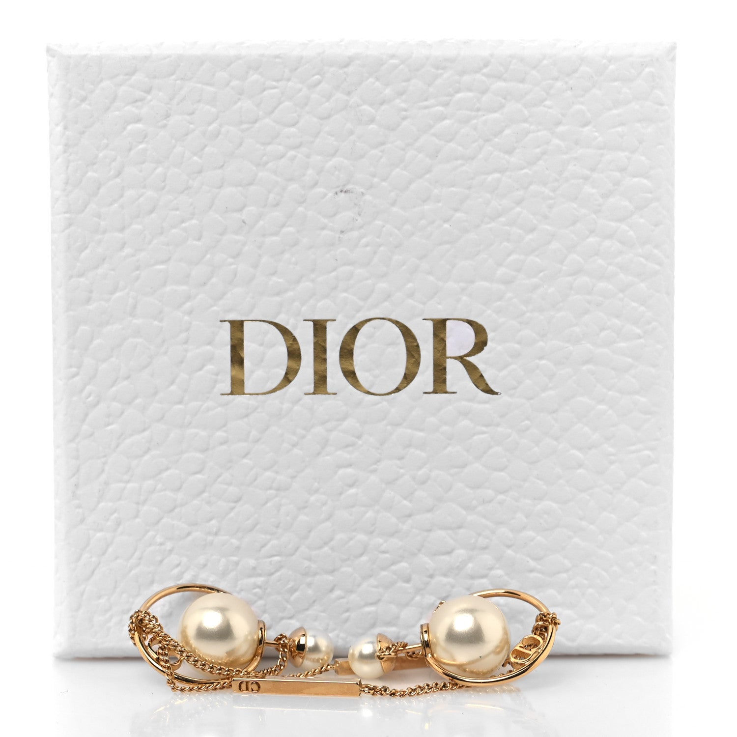 Christian Dior Pearl Tribales Dangle Chain Earrings Gold 5 of 5