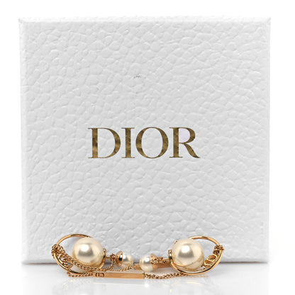 Christian Dior Pearl Tribales Dangle Chain Earrings Gold 5 of 5