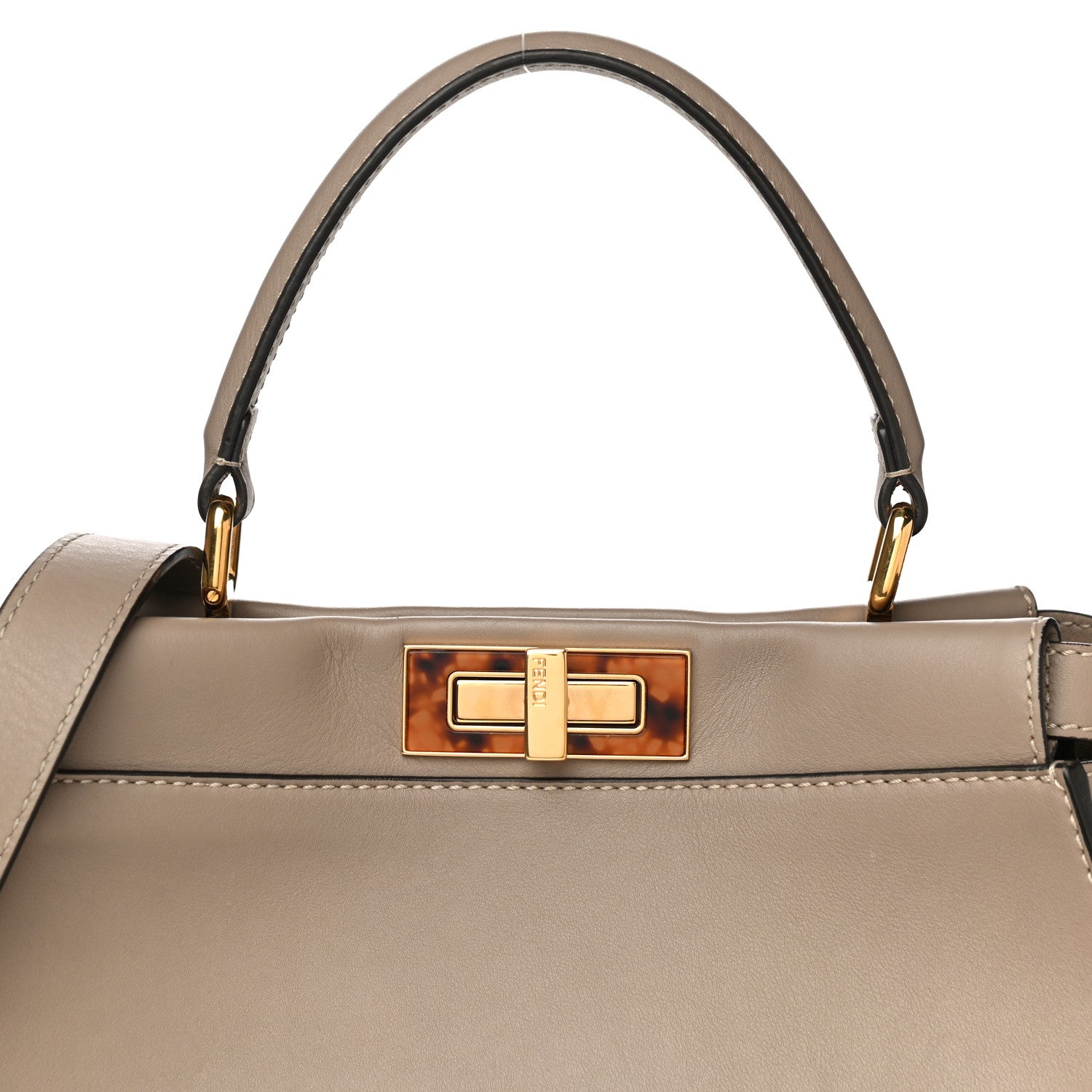 Fendi Vitello Seta Plexiglass Tortoise Medium Peekaboo Iconic Satchel Tortora 9 of 21