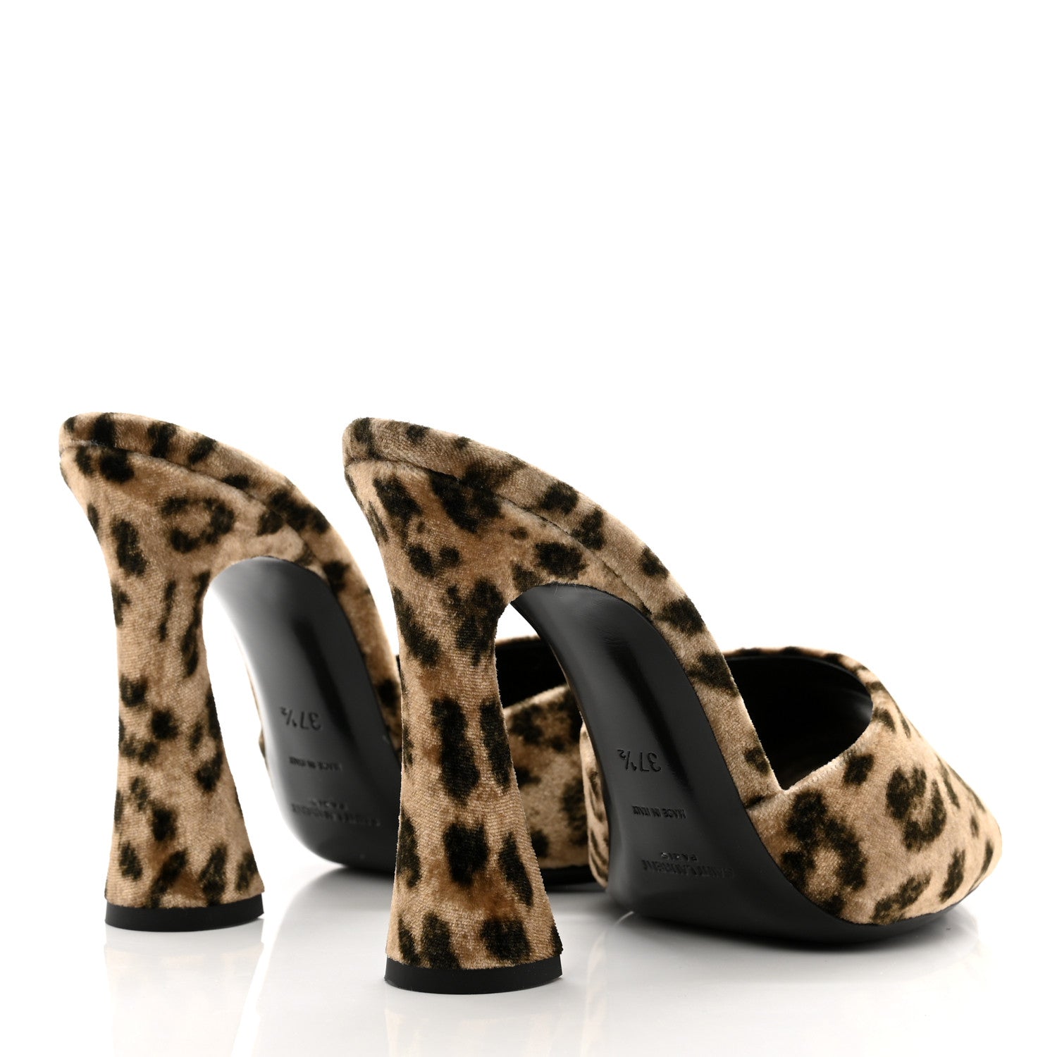 Saint Laurent Velvet Leopard Print Gippy 105 Sandals 37.5 Brown 4 of 8