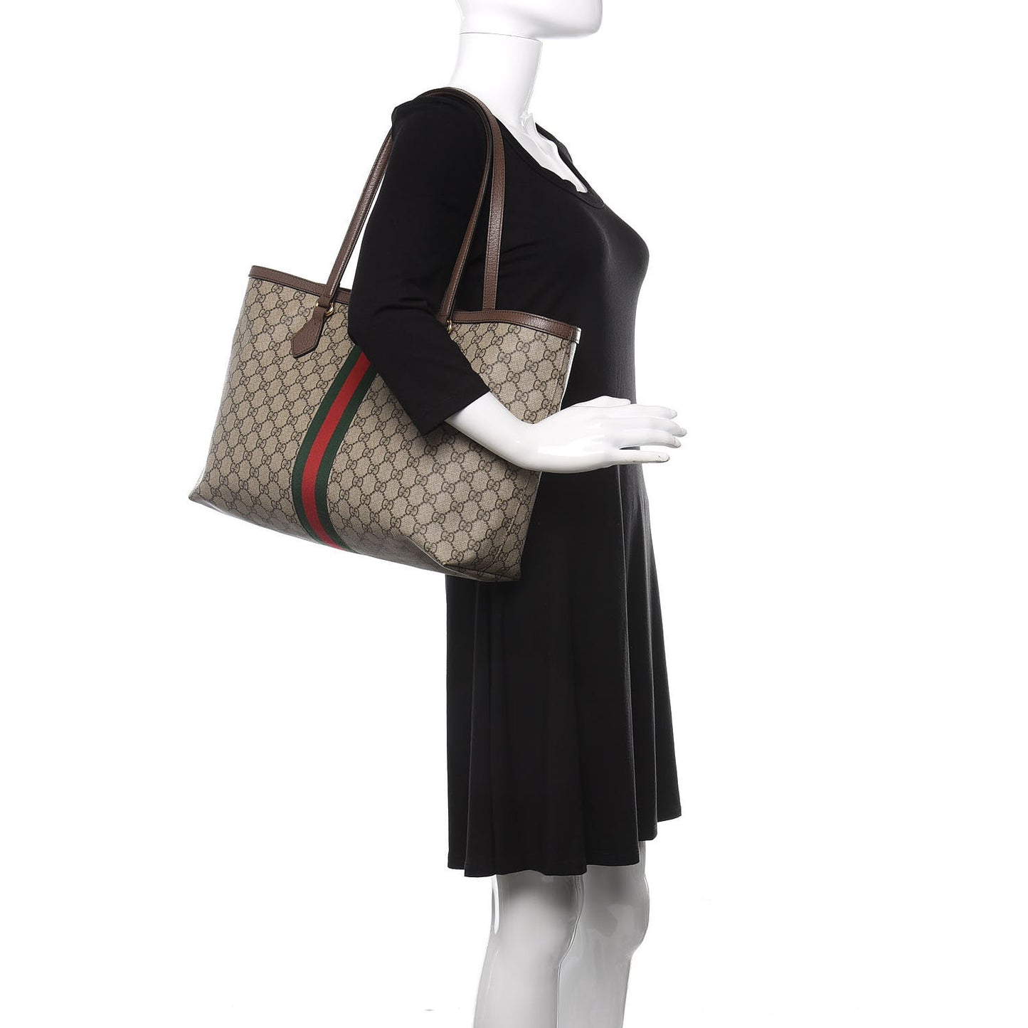 GG Supreme Monogram Medium Ophidia Shopping Tote Brown