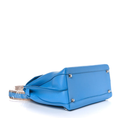 MCM Grained Calfskin Large Milla Convertible Backpack Tile Blue 5 of 10