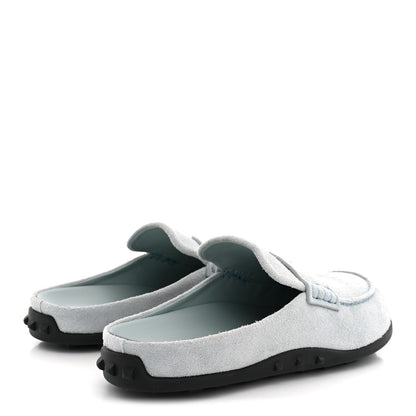 Hermes Suede Calfskin Womens Mix Mules 38.5 Bleu 5 of 10