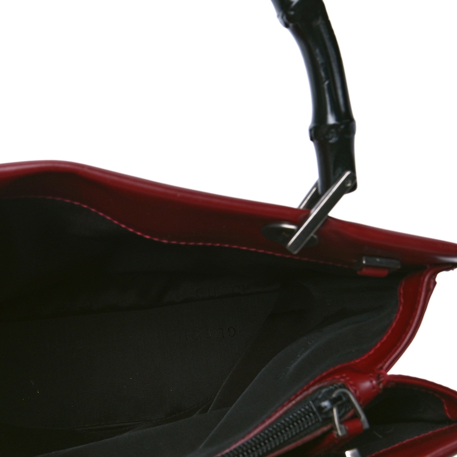 Gucci Calfskin Bamboo Top Handle Tote Red 4 of 6