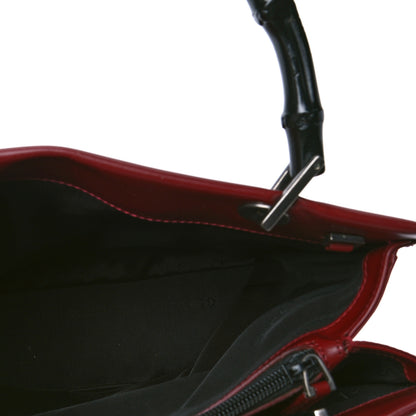 Gucci Calfskin Bamboo Top Handle Tote Red 4 of 6