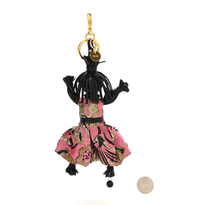 Prada Calfskin Brocade Jasmine Doll Trick Keychain Multicolor 2 of 4