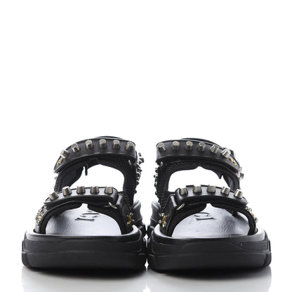 Gucci Nappa Mesh Studded Mens Aguru Sandals 10 Black 2 of 9