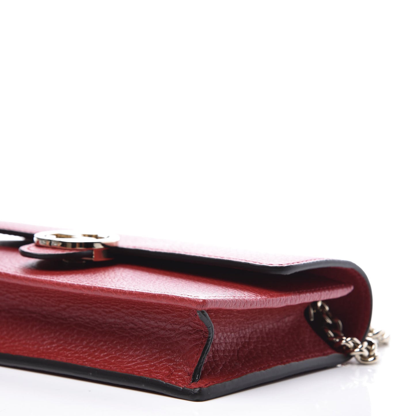 Dollar Calfskin Interlocking G Chain Wallet Red