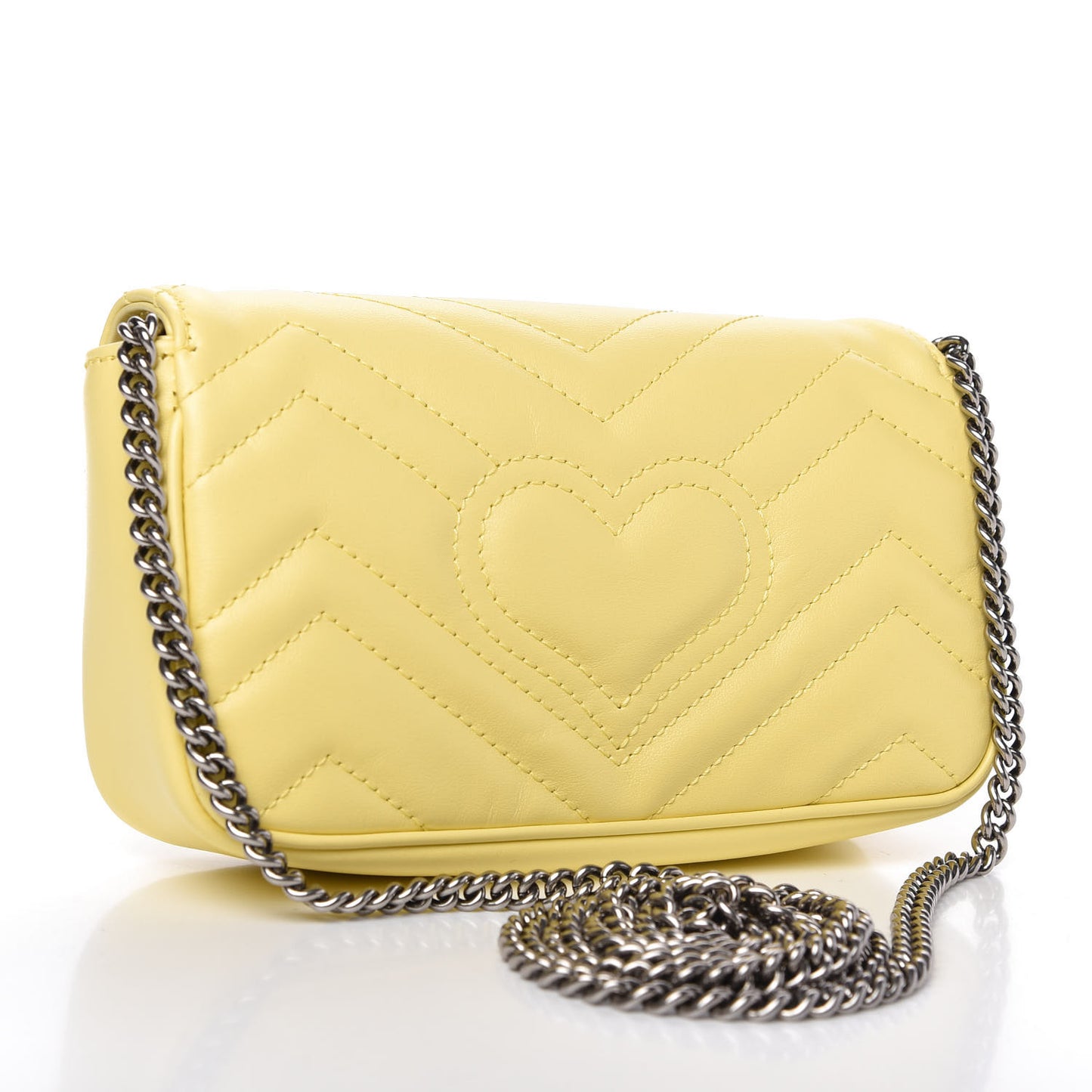 Calfskin Matelasse Super Mini GG Marmont Shoulder Bag Banana