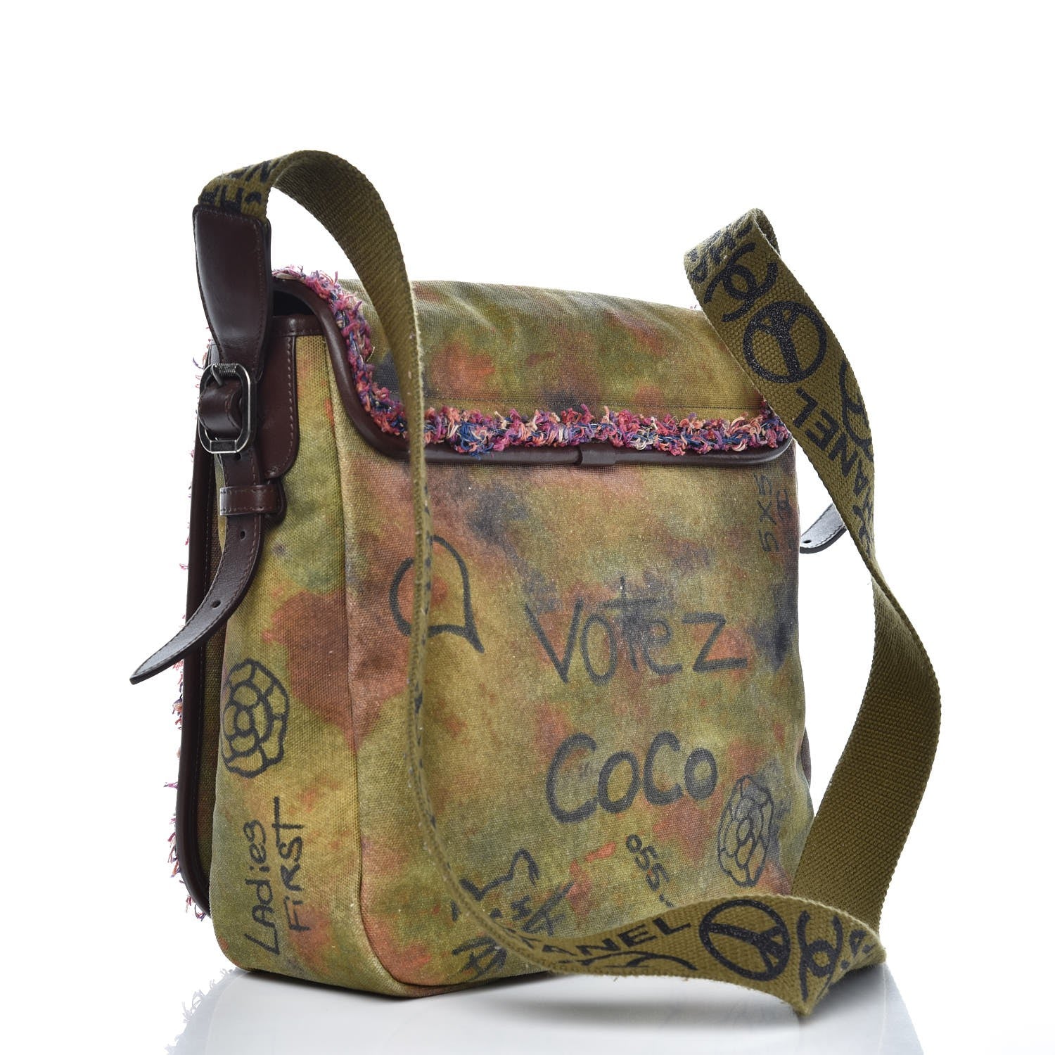 Chanel Washed Toile Graffiti On The Pavements Messenger Khaki Multicolor 3 of 9