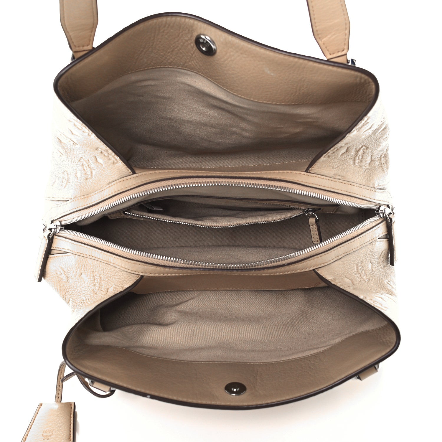 MCM Calfskin Ottomar Monogram Essential Hobo New Beige 4 of 10