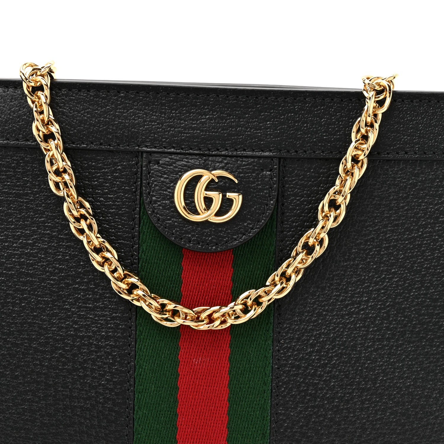 Gucci Calfskin GG Web Small Ophidia Chain Shoulder Bag Black 8 of 10