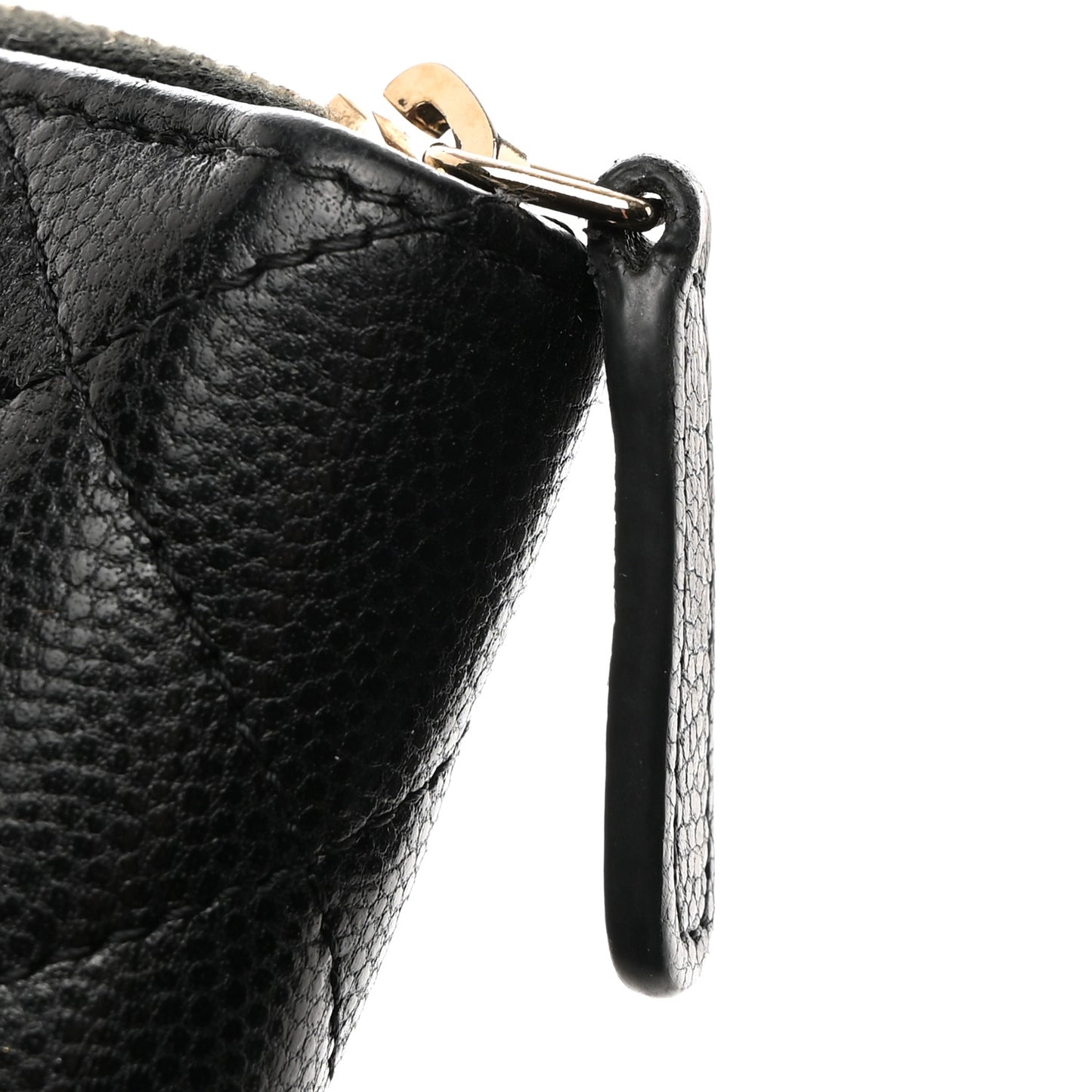 Caviar Quilted Medium Zip Around Wallet Black