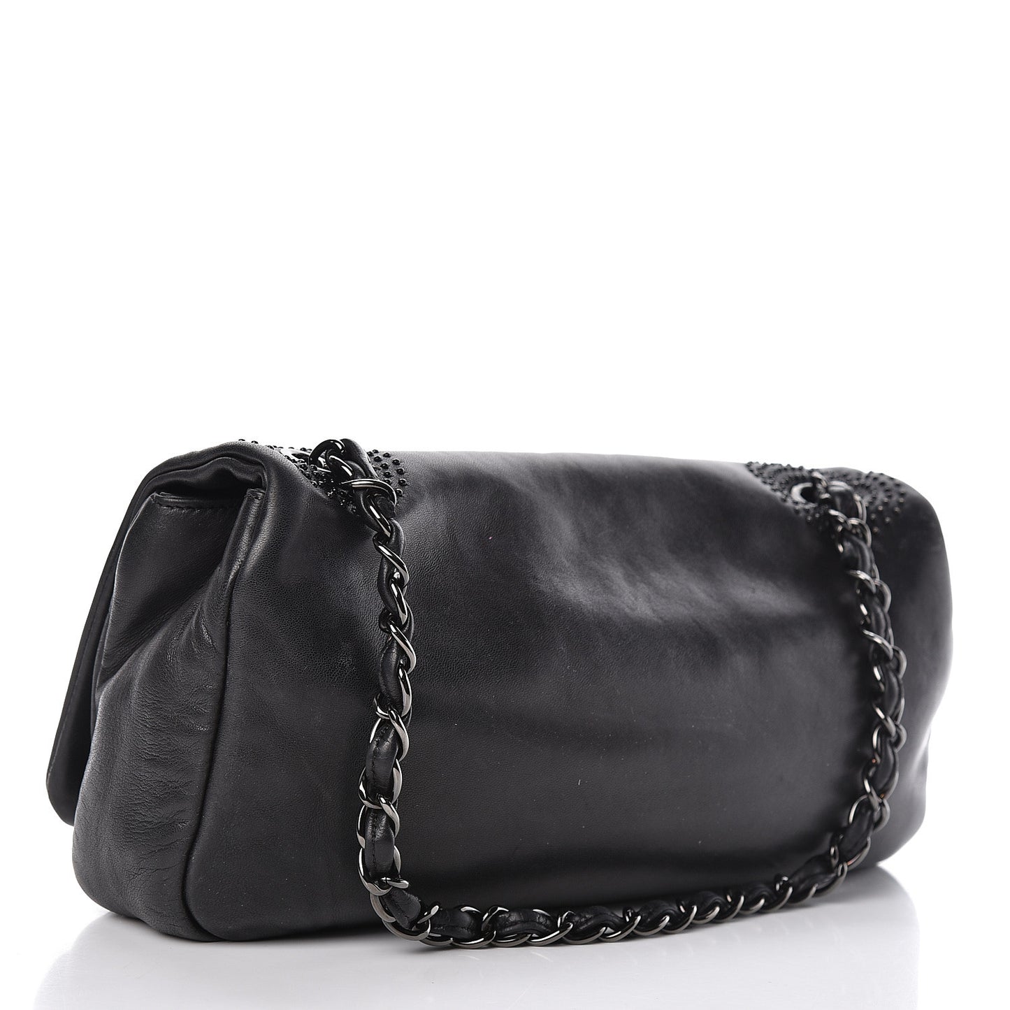 Lambskin Studded CC East West Flap Black