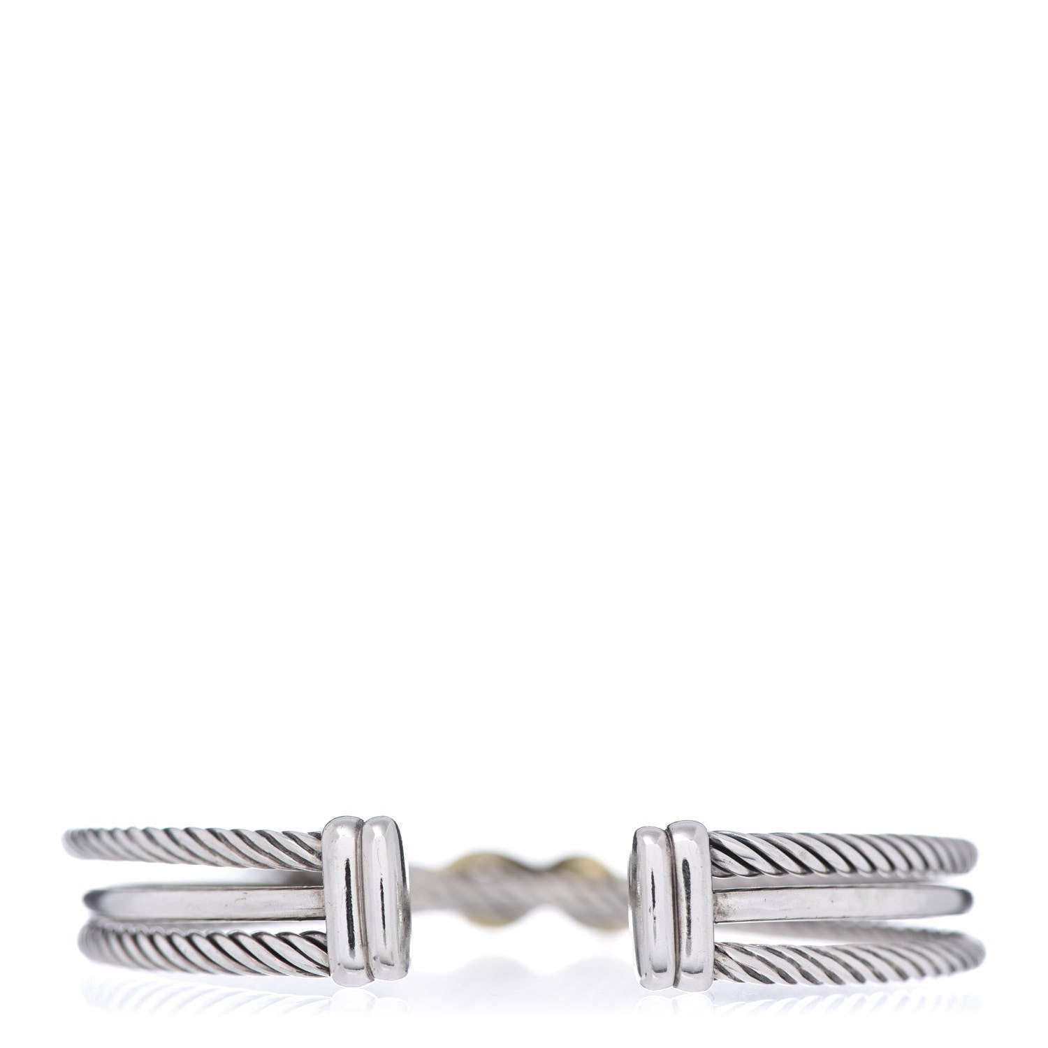 David Yurman Sterling Silver 18K Yellow Gold 7mm Crossover X Bracelet 3 of 4