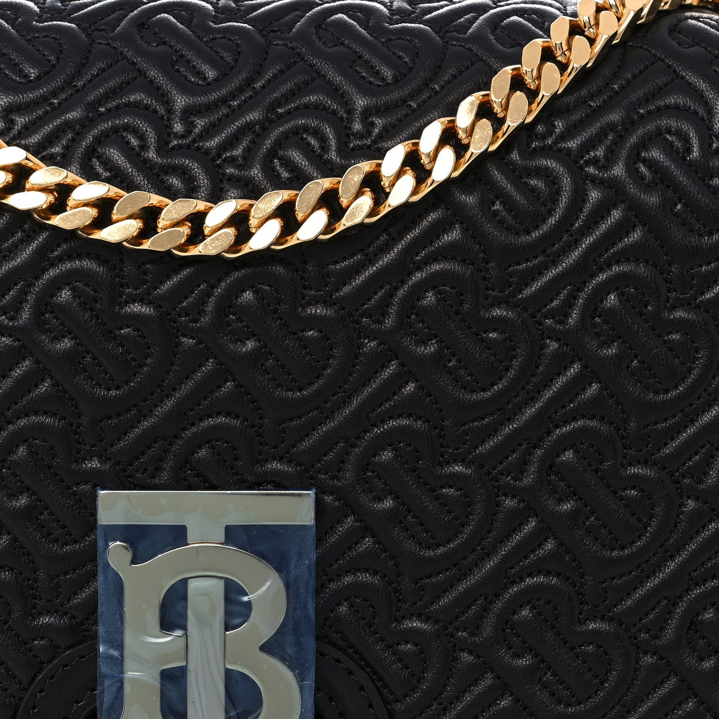 Calfskin Monogram Embossed Medium TB Chain Bag Black