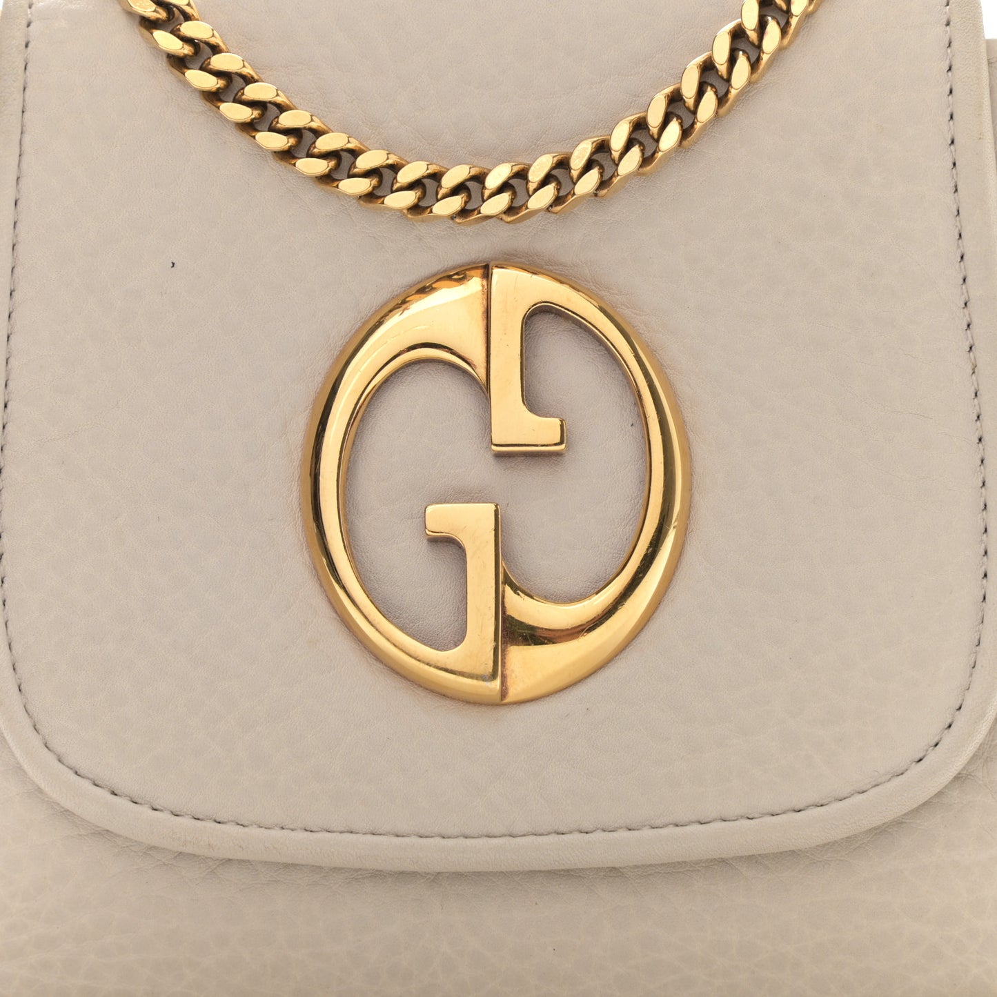 Pebbled Calfskin Small 1973 Chain Shoulder Bag Off White