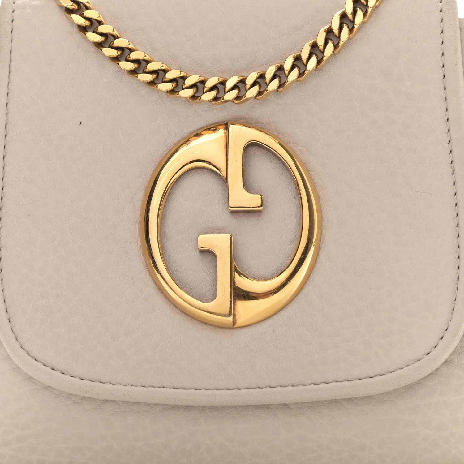 Gucci Pebbled Calfskin Small 1973 Chain Shoulder Bag Off White 7 of 9