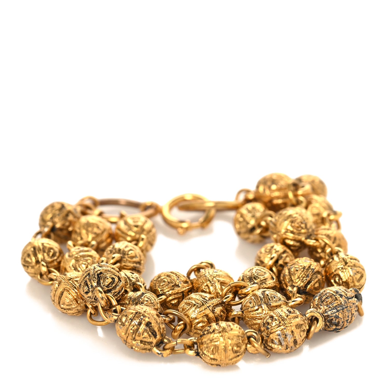 Chanel Metal Beaded Multistrand Bracelet Gold 1 of 5