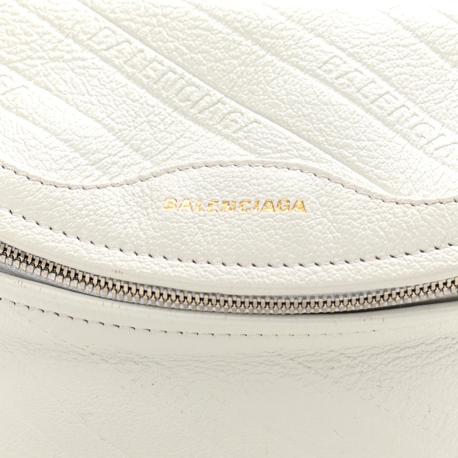 Balenciaga Shiny Goatskin Allover Logo Embossed XXS Souvenir Belt Bag White 8 of 10