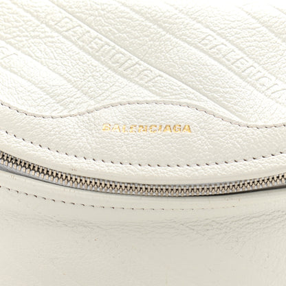 Balenciaga Shiny Goatskin Allover Logo Embossed XXS Souvenir Belt Bag White 8 of 10