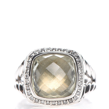 David Yurman Sterling Silver Diamond Prasiolite 11mm Albion Ring 56 7.75 1 of 5