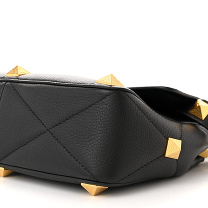 Valentino Garavani Grained Calfskin Large Roman Stud Shoulder Bag Black 9 of 9