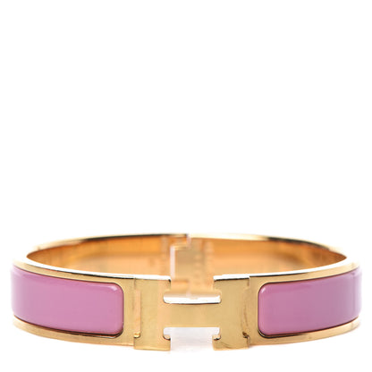 Hermes Enamel Narrow Clic Clac H Bracelet PM Rose Azalee 1 of 9