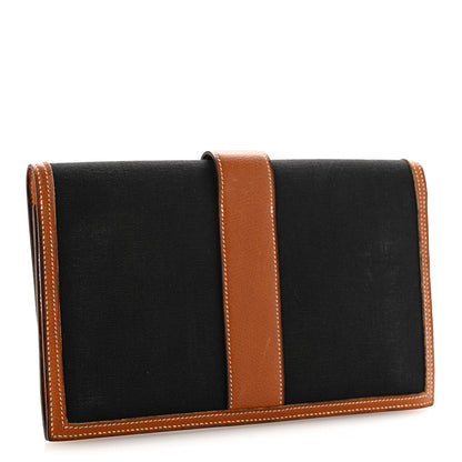 Hermes Canvas Courchevel Medor Clutch Gold Brown 3 of 15