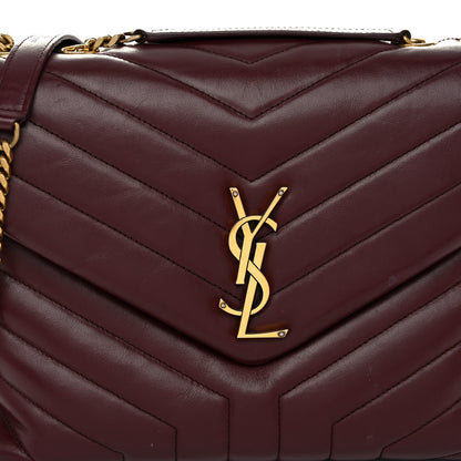Saint Laurent Calfskin Y Quilted Monogram Medium Loulou Chain Satchel Rouge Legion 8 of 11