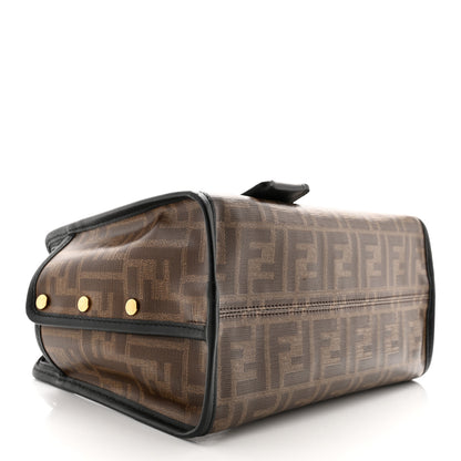 Fendi Glazed Fabric Vitello Century FF 1974 Stamp Patch Mini Peekaboo Defender Cover Mogano Panna Black 4 of 10