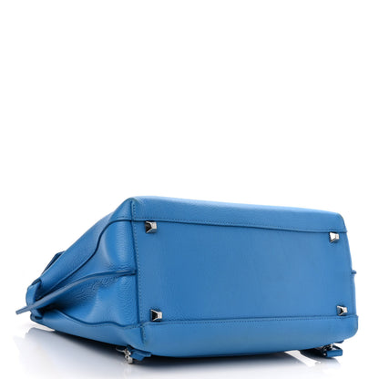 MCM Grained Calfskin Large Milla Convertible Backpack Tile Blue 4 of 9