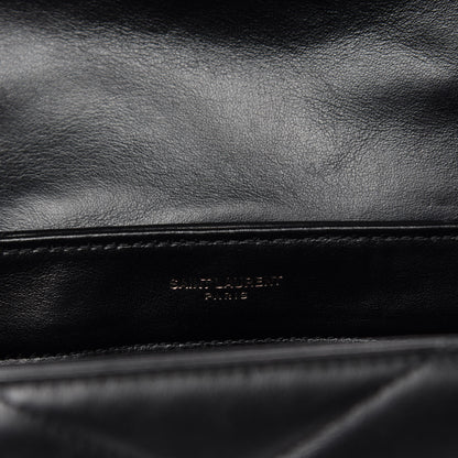 Saint Laurent Calfskin Y Quilted Monogram Toy Loulou Crossbody Bag Black 9 of 12