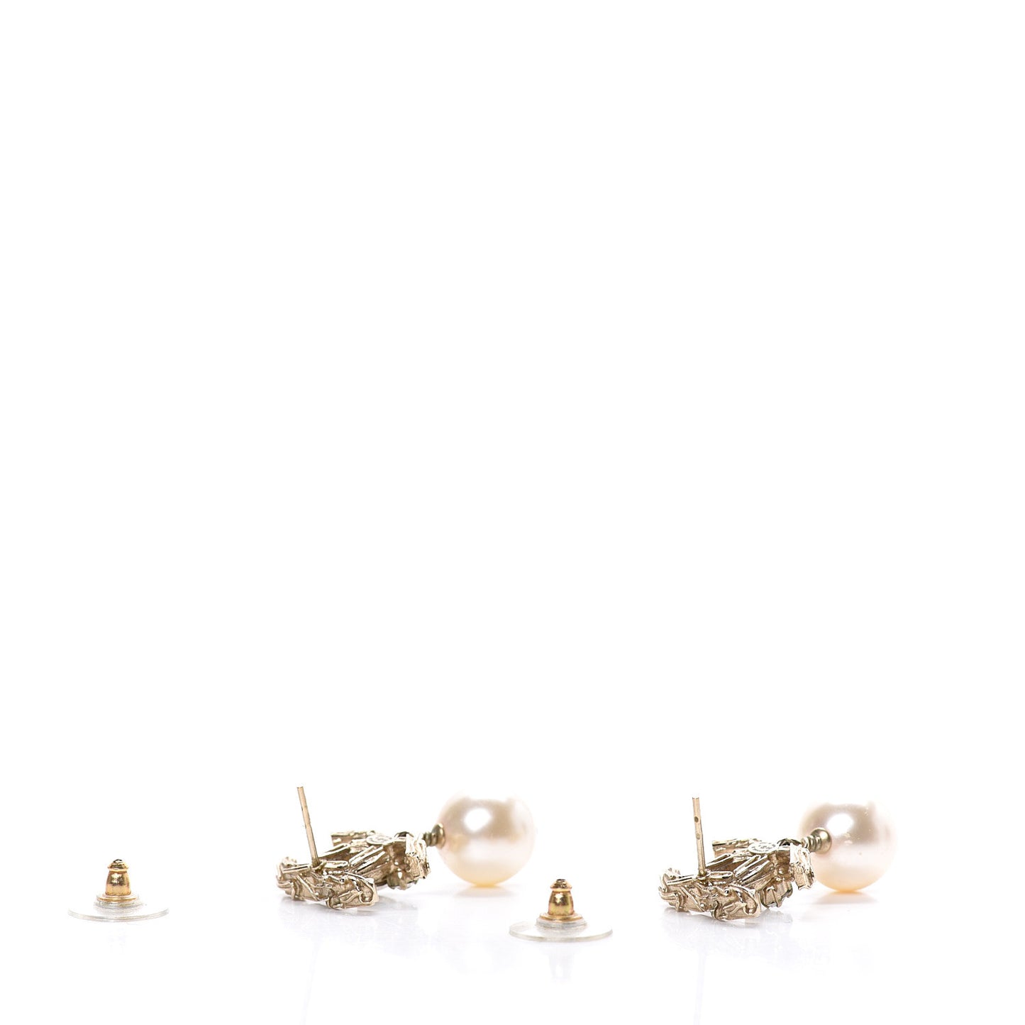 Crystal Pearl CC Drop Earrings Gold