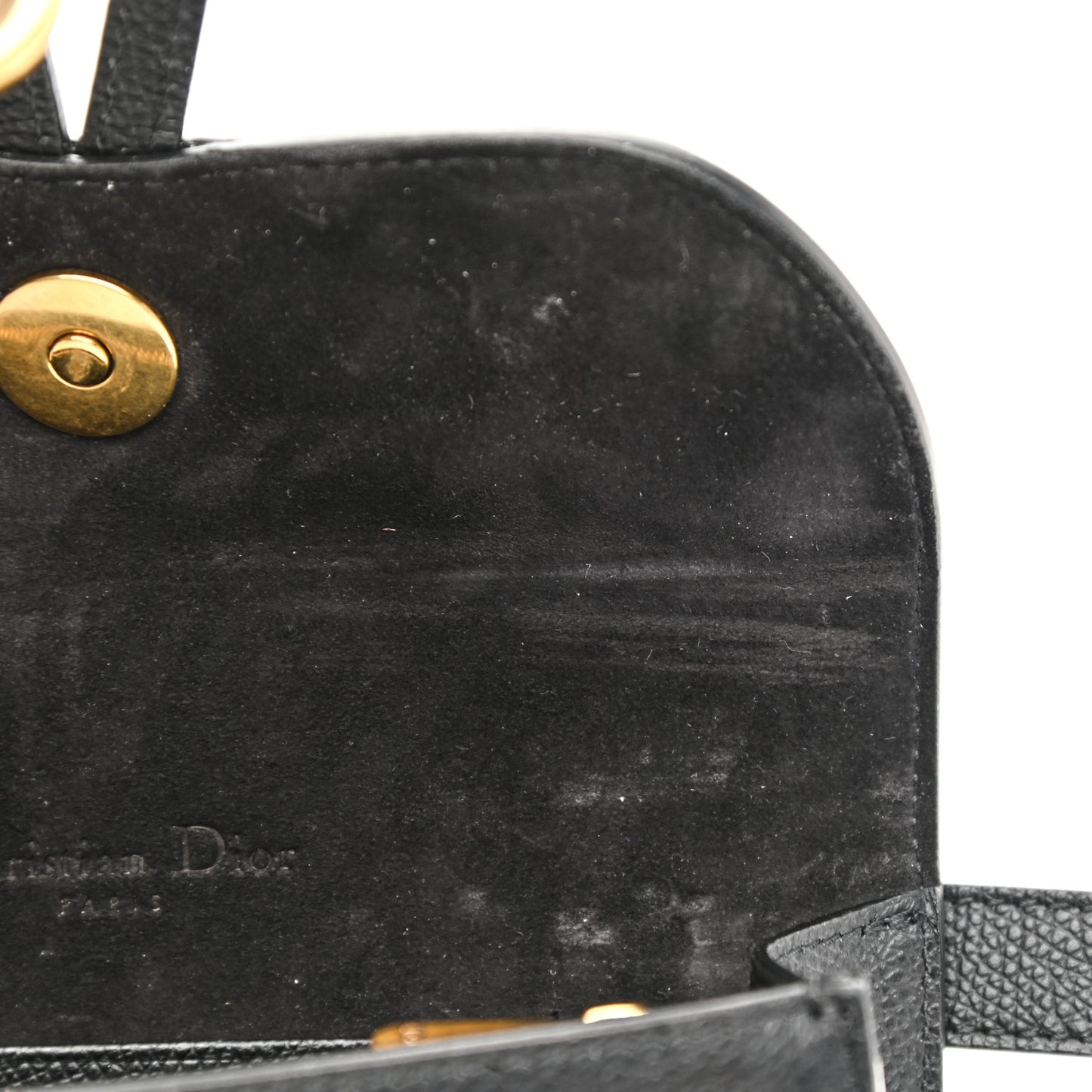 Grained Calfskin Saddle Belt Clutch Black
